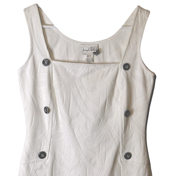 Joseph Ribkoff Ivory Textured‎ Sleeveless Dress Button Detail Canada #70133 Sz 8 - Picture 2 of 13